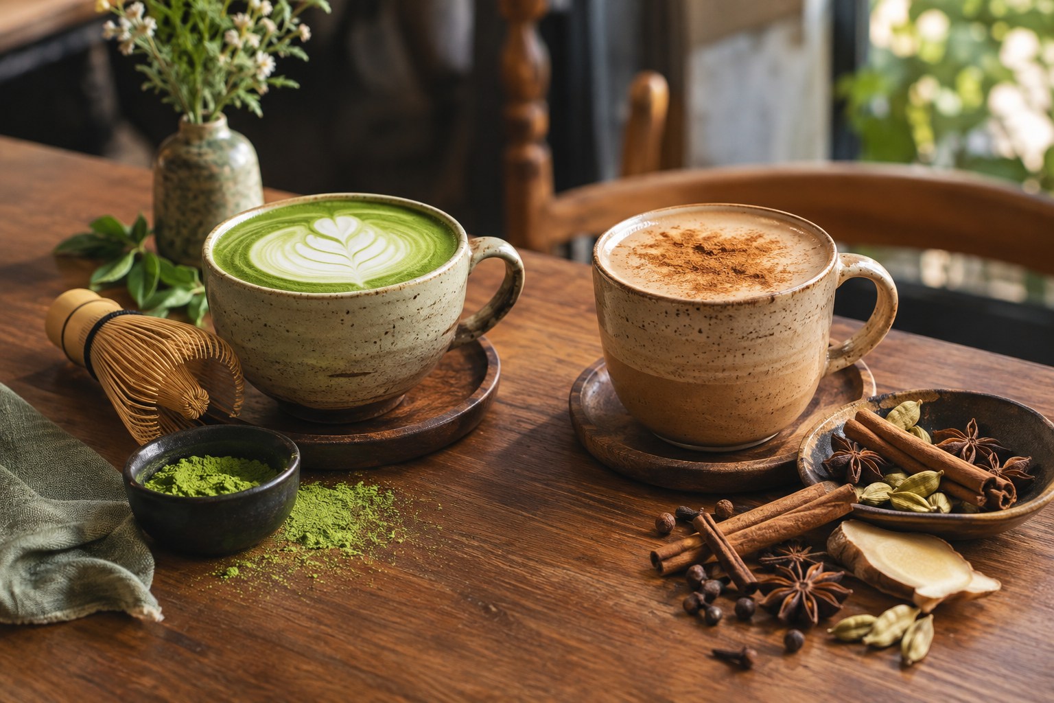 Matcha And Chai — illustrative café photography