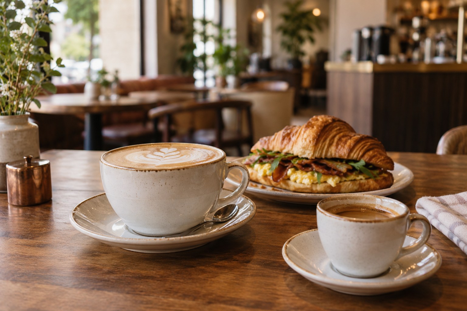 Coffee and a breakfast croissant — inspiration from the café guide