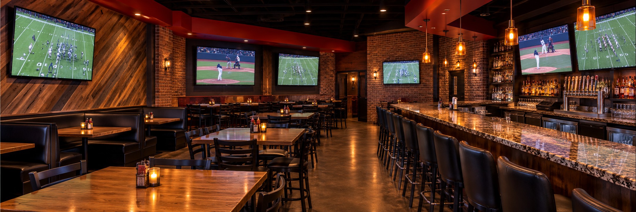 Sports-bar food and atmosphere
