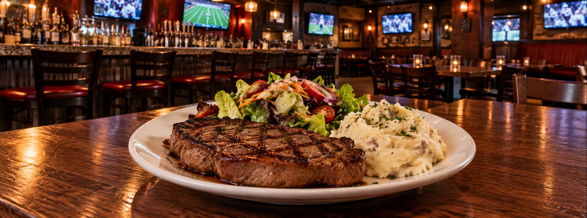 Sports-bar food and atmosphere