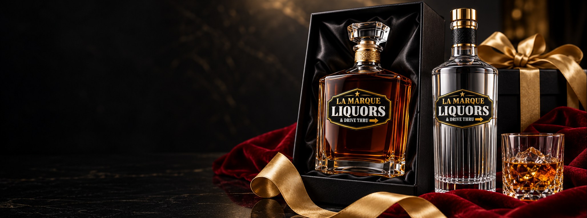 Branded liquor-store artwork