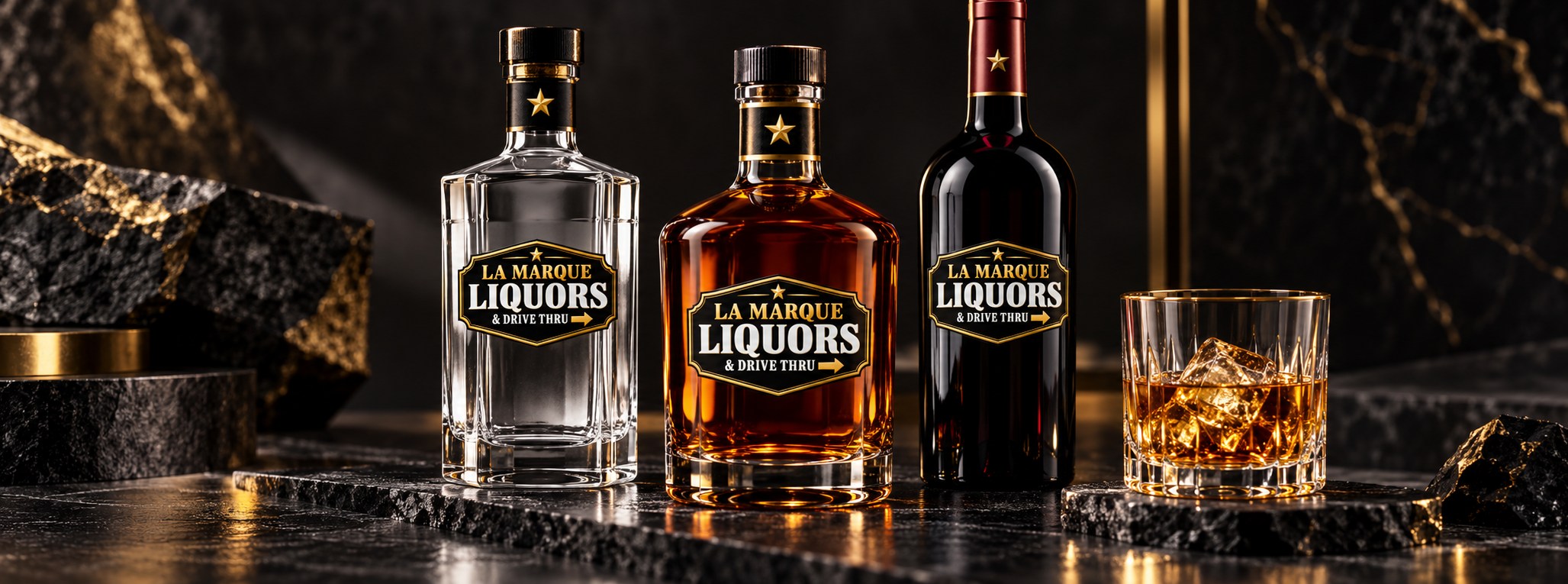 Branded liquor-store artwork