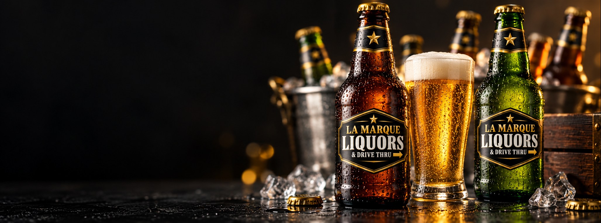 Branded liquor-store artwork